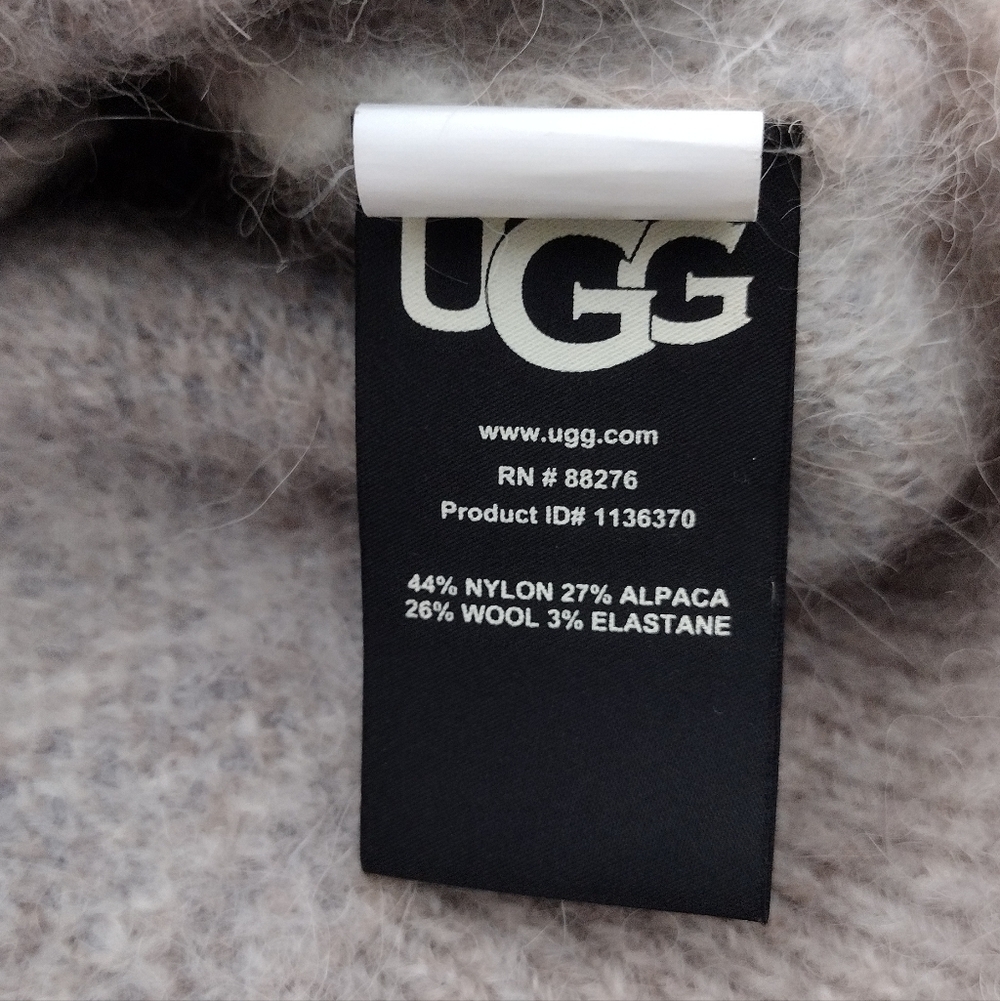 UGG RTW Alpaca Wool Blend Leopard Print Gray Cream Cardigan Sz M - Picture 12 of 13